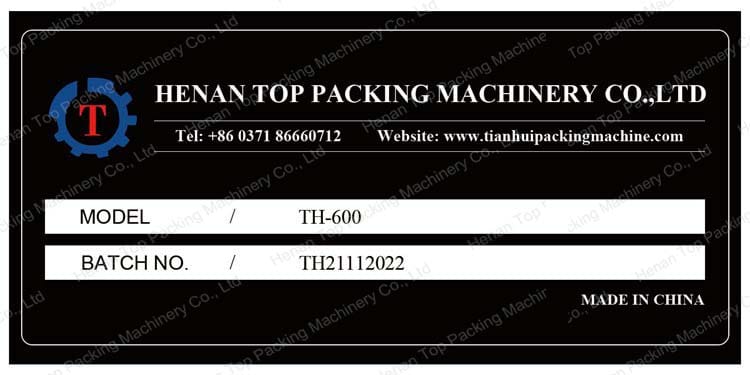 Th-600 brand of henan top packing machinery